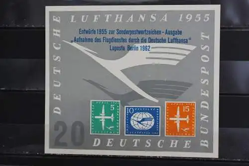 VIGNETTE: Deutsche Lufthansa 1955;LUPOSTA Berlin 1962; Entwürfe zur Serie MiNr 205-08,gelbes Papier