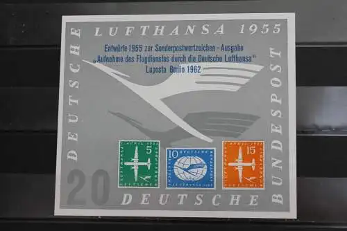 VIGNETTE: Deutsche Lufthansa 1955;LUPOSTA Berlin 1962; Entwürfe zur Serie MiNr 205-08,weißes Papier