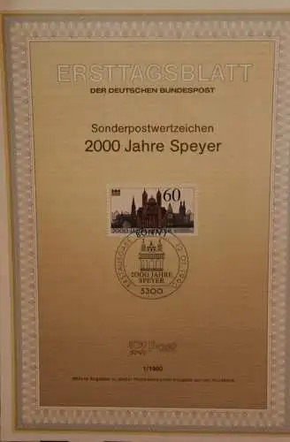 Deutschland 1990; 2000 Jahre Speyer, Dom zu Speyer, ETB  1/1990