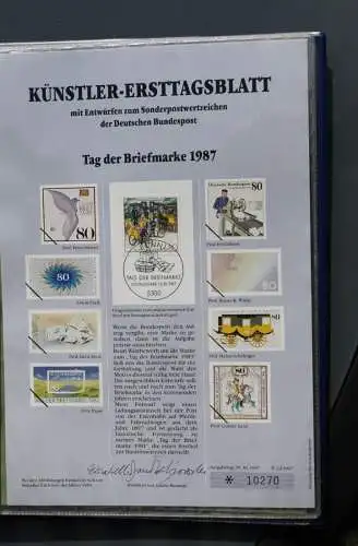Deutschland 1987; Künstler-Ersttagsblatt : Tag der Briefmarke 1987, MiNr. 1337, limitiert, nummeriert