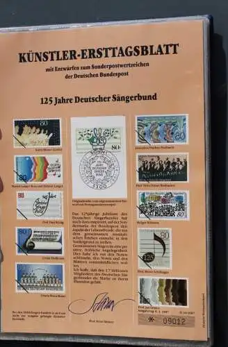 Deutschland 1987; Künstler-Ersttagsblatt 125 Jahre Deutscher Sängerbund;  MiNr. 1319, limitiert, nummeriert