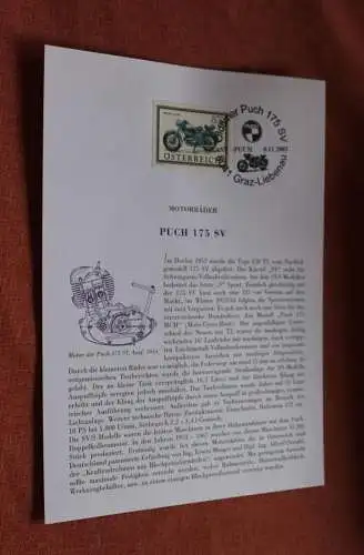 Österreich 2002, Ersttagsblatt: Serie Motorräder: Puch 175 SV