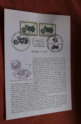 Österreich 2002, Ersttagsblatt: Serie Motorräder: Puch 175 SV