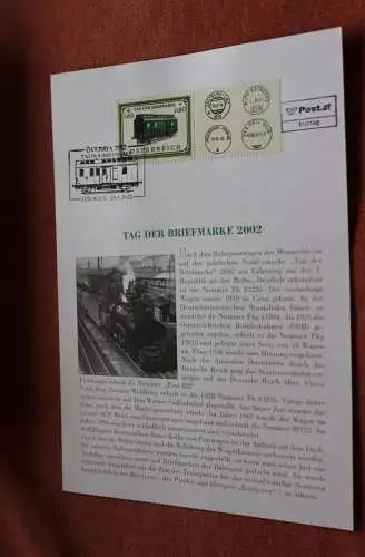 Österreich 2002, Ersttagsblatt: Tag der Briefmarke 2002; Eisenbahn