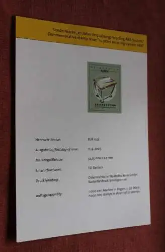 Österreich 2003; Offizielles Ankündigungsblatt der Österreichischen Post: Verpackungsrecycling ARA-System