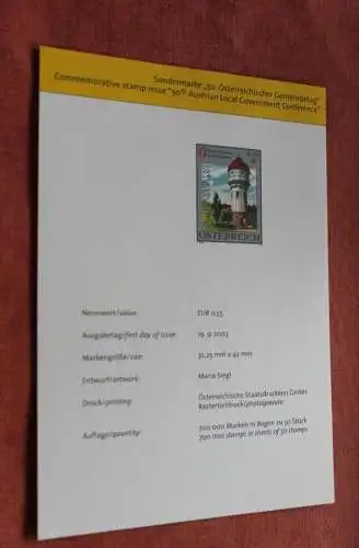 Österreich 2003; Offizielles Ankündigungsblatt der Österreichischen Post: 50. Österreichischer Gemeindetag