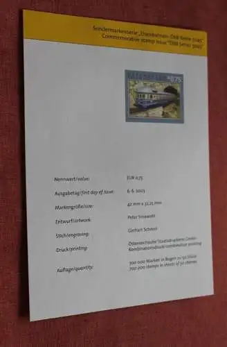 Österreich 2003; Offizielles Ankündigungsblatt der Österreichischen Post:  Eisenbahnen - ÖBB-Reihe 5045