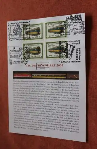Österreich 2003, Ersttagsblatt:  Tag der Briefmarke 2003; Eisenbahn