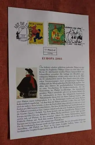 Österreich 2003, Ersttagsblatt:  EUROPA 2003