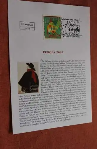Österreich 2003, Ersttagsblatt:  EUROPA 2003