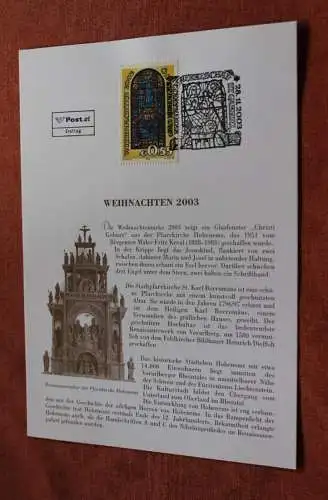 Österreich 2003, Ersttagsblatt:  Weihnachten 2003