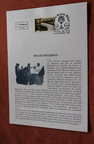 Österreich 2003, Ersttagsblatt:  Oscar Peterson, Musiker