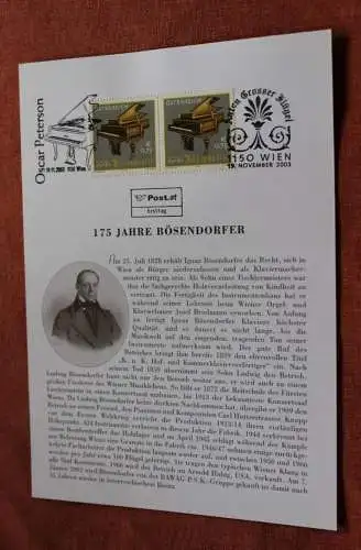 Österreich 2003, Ersttagsblatt: 175 Jahre Bösendorfer
