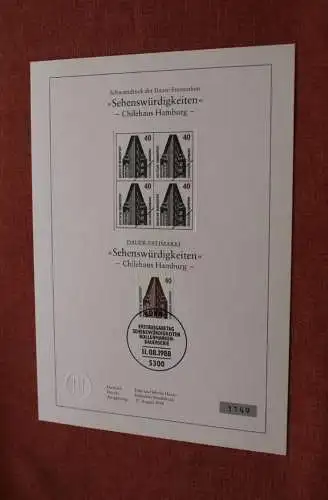 Deutschland 1988; Schwarzdruck Freimarke Sehenswürdigkeiten: Chilehaus Hamburg, MiNr 1379