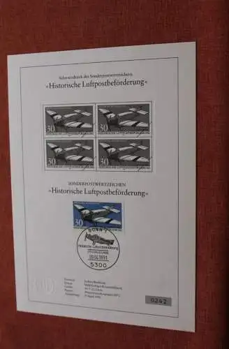 Deutschland 1991; Schwarzdruck Historische Luftbeförderung, Junkers F 13, MiNr 1522