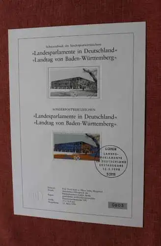 Deutschland 1998; Schwarzdruck Landesparlamente in Deutschland: Baden-Württemberg, MiNr 1974