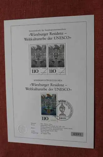 Deutschland 1998; Schwarzdruck Gemeinschaftsausgabe mit China: Würzburger Residenz, MiNr 2007