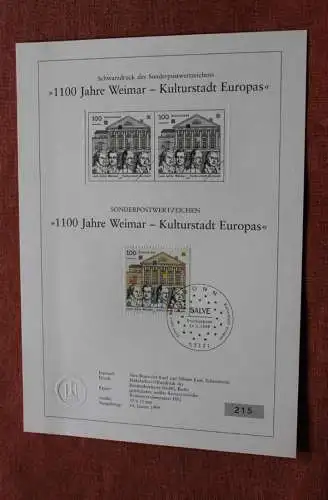 Deutschland 1999; Schwarzdruck 1100 Jahre Weimar - Kulturstadt Europas, MiNr 2028