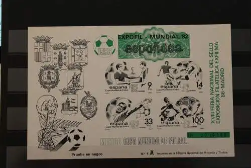 VIGNETTE, Offizieller Schwarzdruck, Spanien, Fußball-WM; EXPOFIL-Espana 82