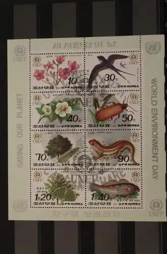 Korea 1992, Kleinbogen Tiere, Blumen, gestempelt