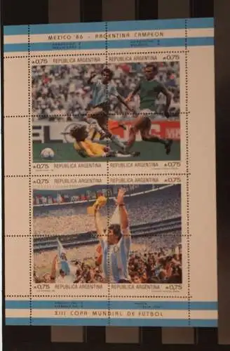 Argentinien, Fußball-WM Mexico 1986, Kleinbogen, MNH