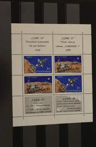 Rumänien 1970, Block 82; Luna 16, Luna 17, Raumfahrt, MNH