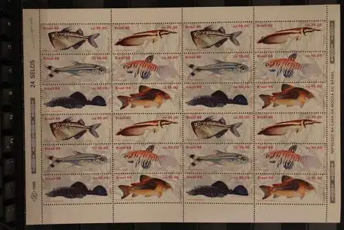 Brasilien 1988, ZD-Bogen Fische, MNH