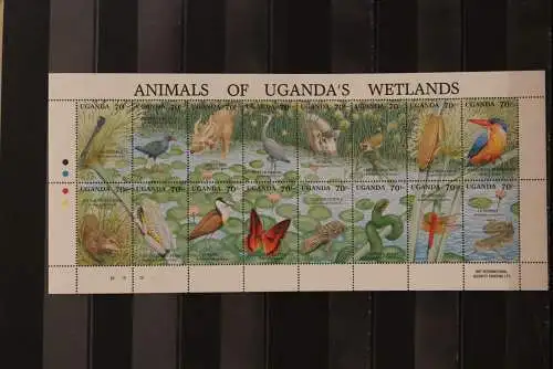 Uganda 1991, Kleinbogen, Animals of Uganda's Wetlands, Tiere; MNH