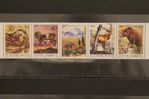 Naturschutz: Flora und Fauna; Jugoslawien, Zusammendruck: 4 Werte + 1 Zf; 1987, MNH