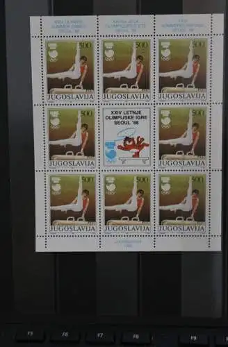 Jugoslawien 1988,  XXIV. Olympische Sommerspiele Seoul '88, Kleinbogen,  Kleinbogensatz von 4 KB, MNH