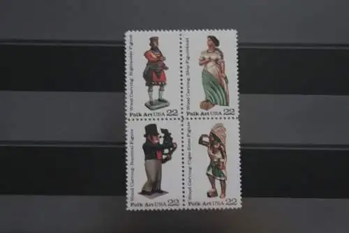 USA 1986; Amerikanische Volkskunst: Holzfiguren, MiNr 1852-55, ZD; MNH