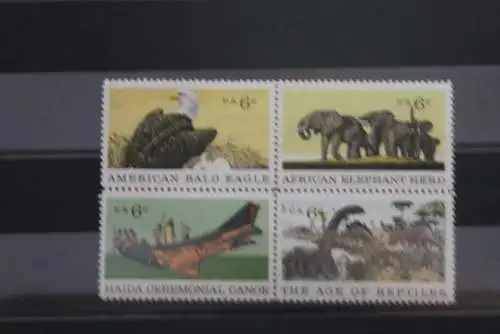 USA 1970; Naturhistorisches Museum, Tiere, MiNr 999-1002, ZD; MNH