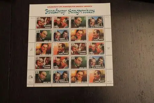 USA 1999; Broadway Songwriters, MiNr  3186-91, MNH