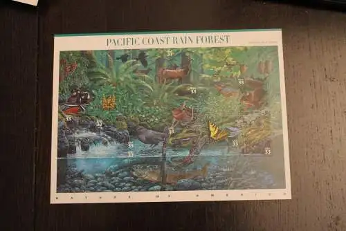 USA 2000; Pacific Coast Rain Forest (II); Flora und Fauna, Folienbogen, sk, MiNr  3265-74, MNH