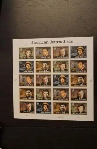 USA 2008; Amerikanischer Journalismus; Folienbogen, sk, MiNr  4352-56, MNH