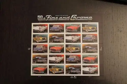 USA 2008; Klassische Automobile; Folienbogen, sk, MiNr  4447-51, MNH