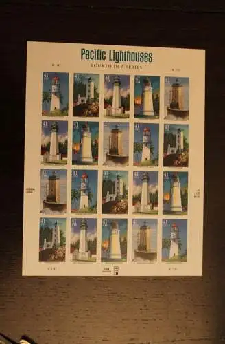 USA 2007; Leuchttürme an der Pacific-Küste; Folienbogen, sk, MiNr 4233-37, MNH