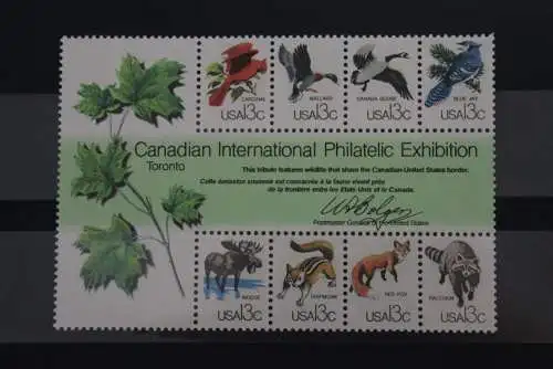 U.S.A. 1978; Intern. Briefmarken-Ausstellung CAPEX '78 Toronto, Tiere, ZD,  MiNr 1343-50, MNH