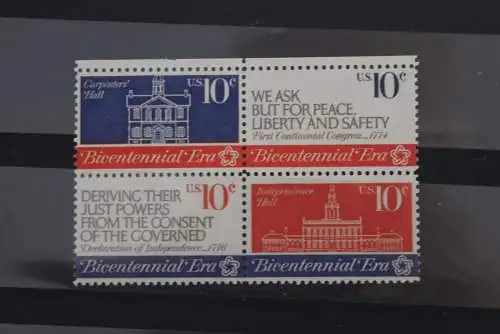 U.S.A. 1974; 200 Jahre Unabhängigkeit,  MiNr 1150-53, ZD, MNH