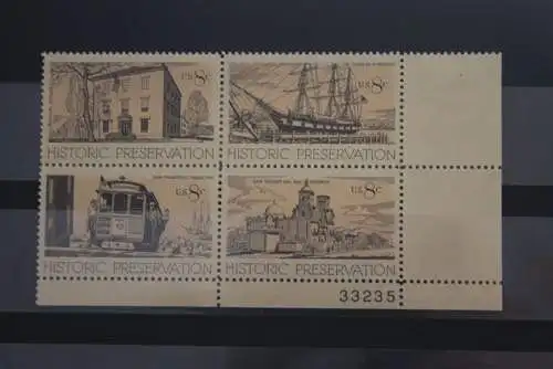 U.S.A. 1971; Erhaltung Historischer Bauten,  MiNr 1052-55, ZD, MNH