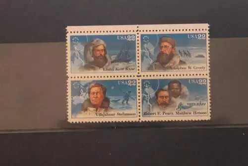 U.S.A. 1986; Nordpolarforscher, MiNr 1835-38, ZD, MNH