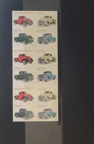 Folienblatt Pickup Trucks, Klassische Kleinlastwagen, 2016, (47 C); MiNr FB 203; MNH