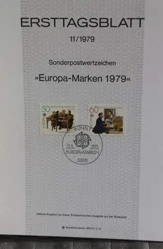 Deutschland, EUROPA-Marken - CEPT 1979, Ersttagsblatt, ETB 11/1979; MiNr 1011-12