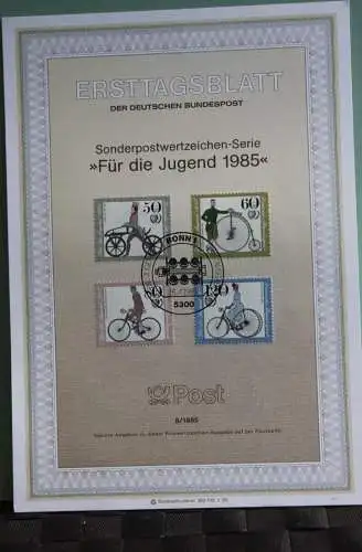 Deutschland; Für die Jugend 1985, Fahrräder, Ersttagsblatt ETB 8/1985, MiNr 1242-45