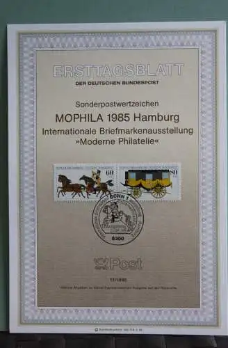 Deutschland; MOPHILA 1985 Hamburg, Ersttagsblatt ETB 17/1985, MiNr 1255-56, W ZD 5