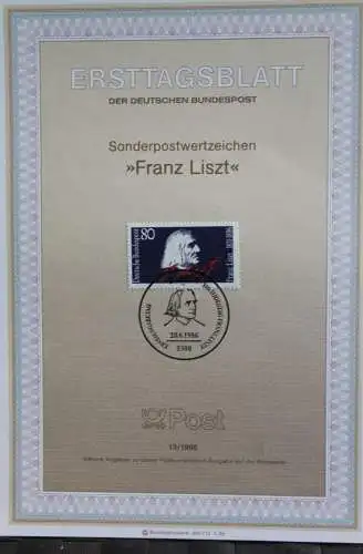 Deutschland; Franz Liszt,  Ersttagsblatt ETB 13/1986, MiNr 1285