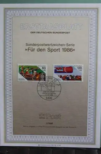 Deutschland; Für den Sport 1986, Ersttagsblatt ETB 2/1986, MiNr 1269-70