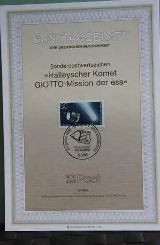 Deutschland;Halleyscher Komet - GIOTTO-Mission der esa;  Ersttagsblatt ETB 5/1986, MiNr 1273