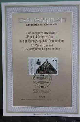 Deutschland; Papst Johannes Paul II. in Deutschland 1987;  Ersttagsblatt ETB 11/1987, MiNr 1320
