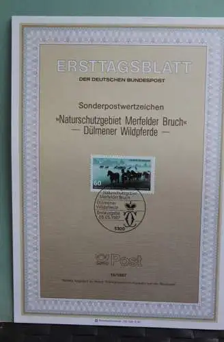 Deutschland; Dülmener Wildpferde;  Ersttagsblatt ETB 18/1987, MiNr 1328